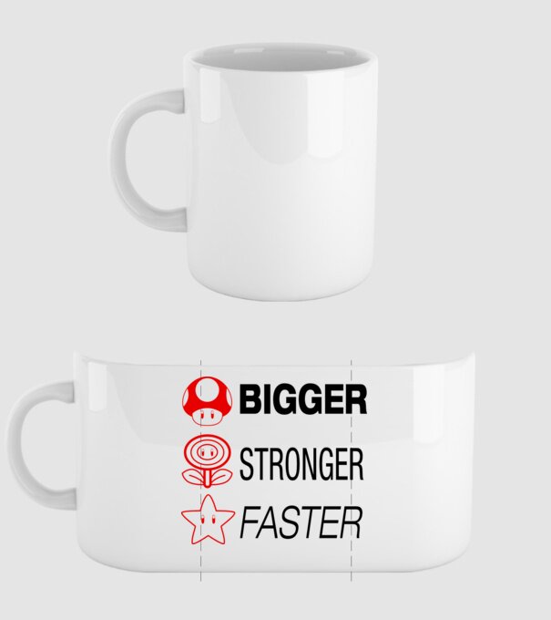 bigger stronger faster model alb pe tricou