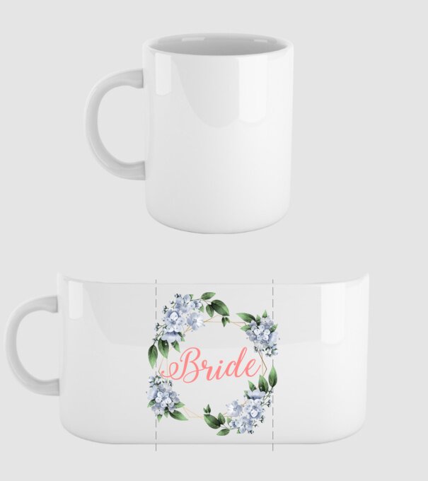 BRIDE blue floral model alb pe tricou