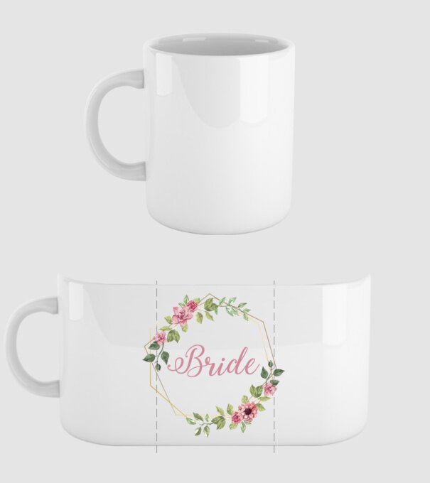BRIDE pink floral model alb pe tricou
