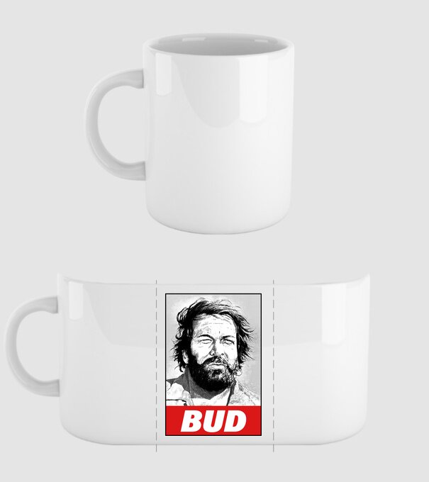 Bud Spencer halftone model alb pe tricou