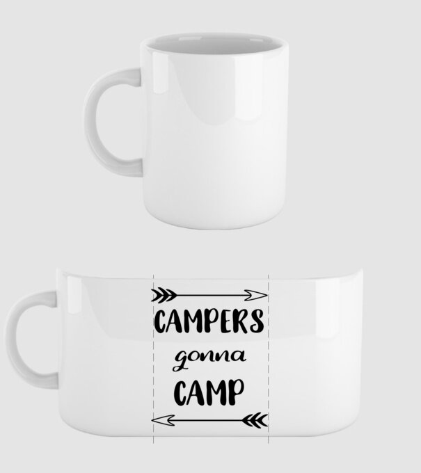 Campers gonna camp model alb pe tricou