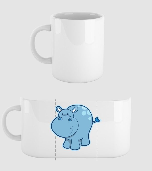 Cartoon hippo model alb pe tricou