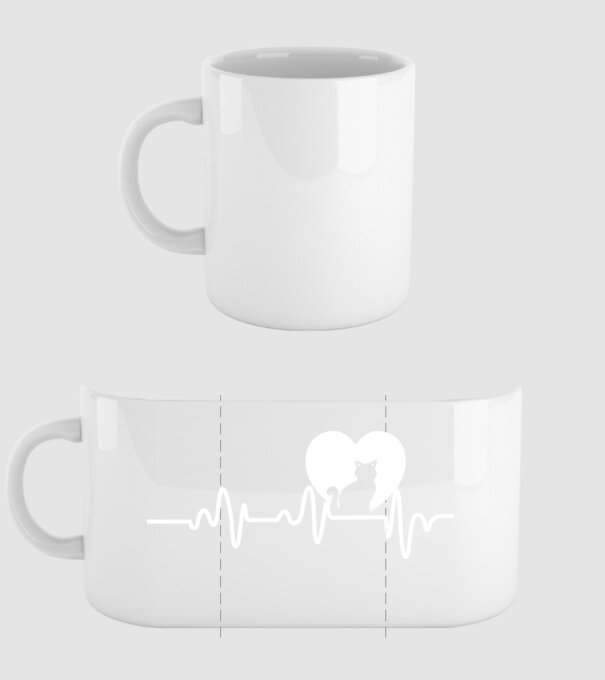 pisică heartbeat model alb pe tricou