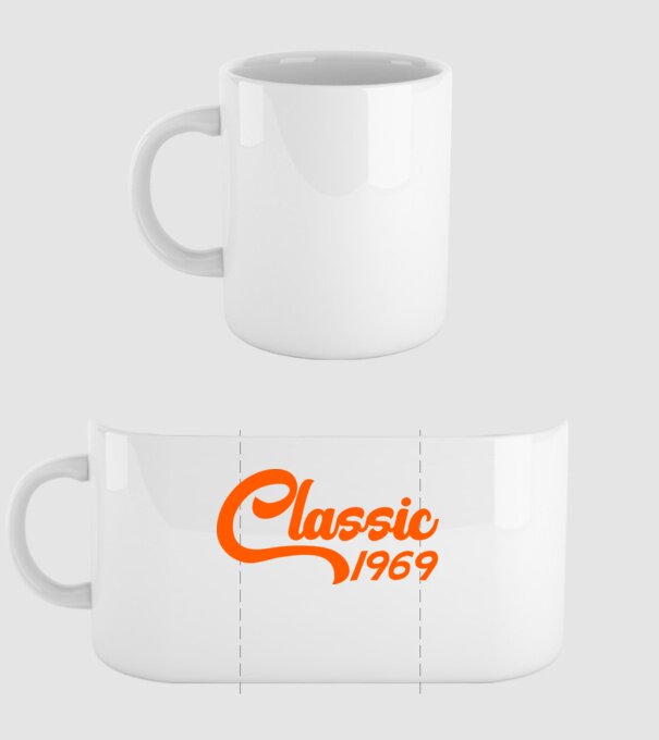 Classic 1969 model alb pe tricou