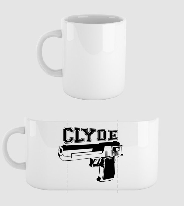 Clyde model alb pe tricou