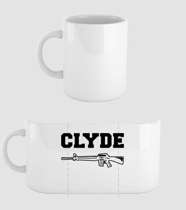 Clyde model alb pe tricou
