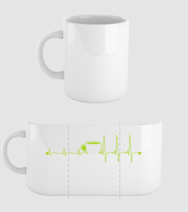 Coffee heartbeat model alb pe tricou