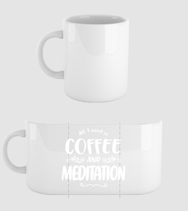 coffee meditation model alb pe tricou