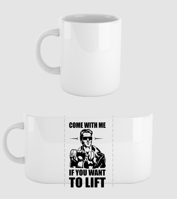 come with me arnold model alb pe tricou