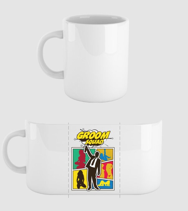 Comic Groom Squad model alb pe tricou