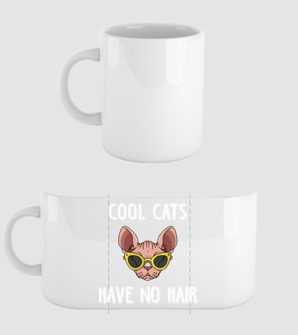 cool cats have no hair model alb pe tricou
