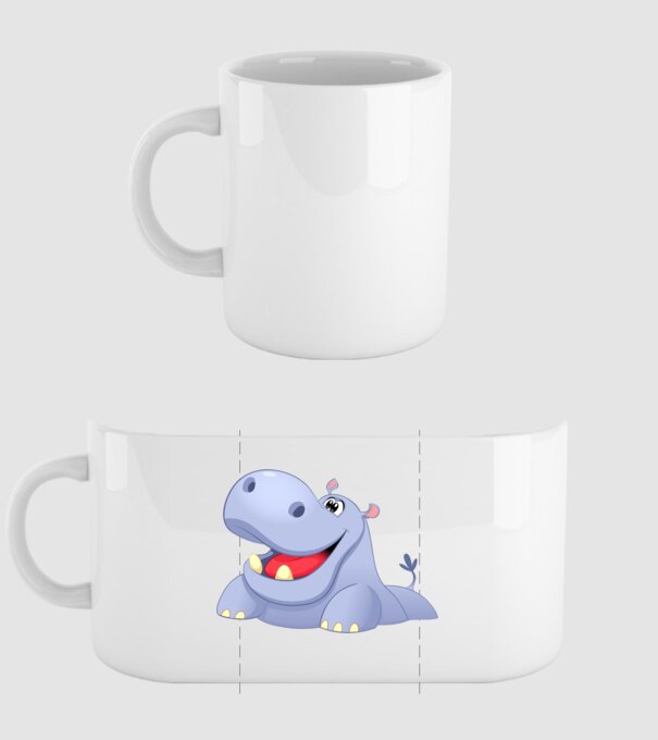 Cute Hippo model alb pe tricou