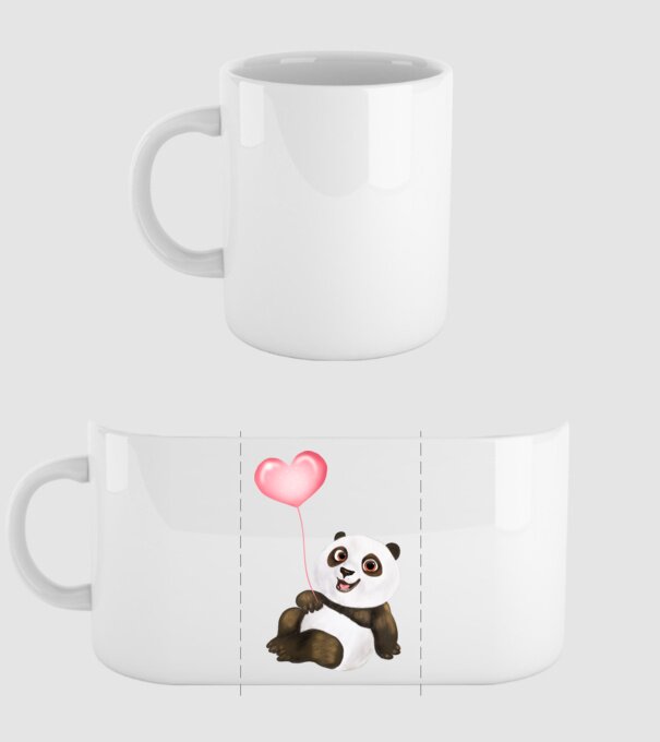 Cute panda with heart model alb pe tricou