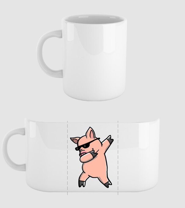 Porc dab model alb pe tricou