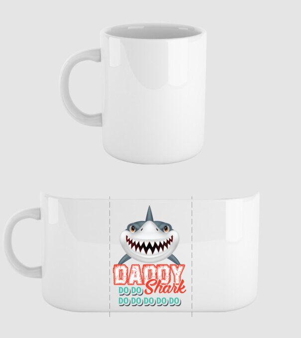 Daddy shark model alb pe tricou