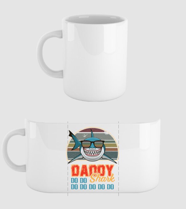 Daddy shark v2 model alb pe tricou