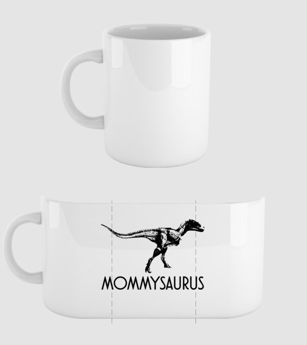 Familia de dinozauri Mommysaurus model alb pe tricou