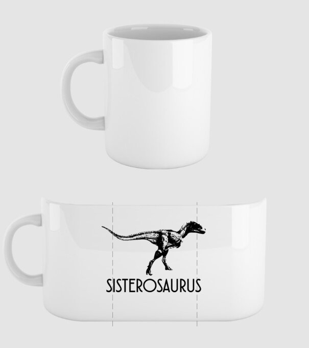 Familia de dinozauri Sisterosaurus model alb pe tricou