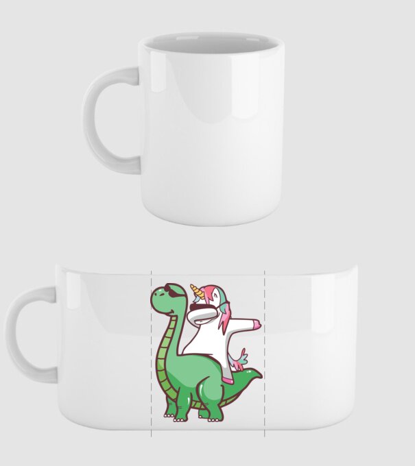Dinozaur dabunicorn model alb pe tricou