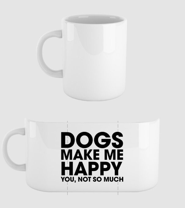 Dogs make me happy model alb pe tricou
