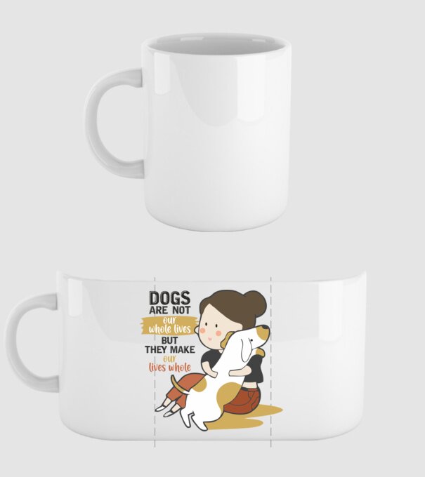 Dogs make our lives whole model alb pe tricou