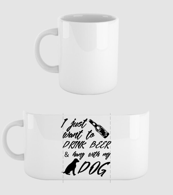Drink beer and hang with my dog model alb pe tricou