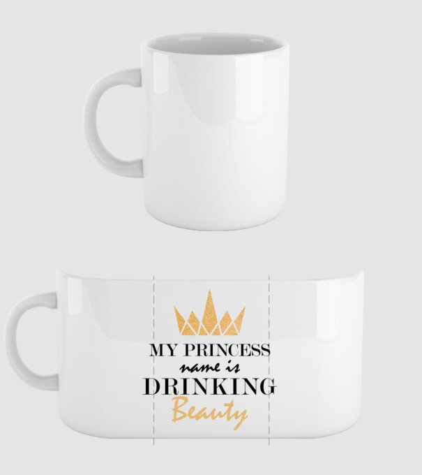 Drinking beauty gold model alb pe tricou