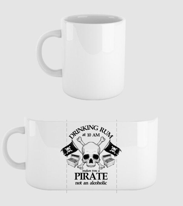 Drinking rum model alb pe tricou