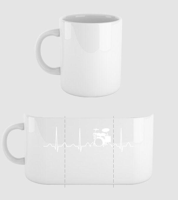 Drums heartbeat model alb pe tricou