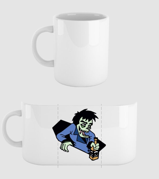 Drunk Zombie model alb pe tricou