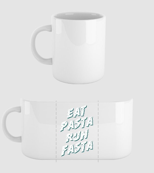 eat pasta run fasta model alb pe tricou