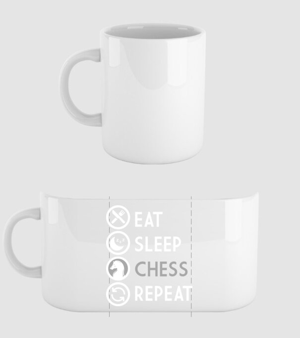 eat sleep chess model alb pe tricou