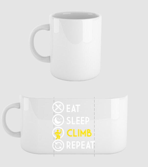 Eat sleep climb model alb pe tricou