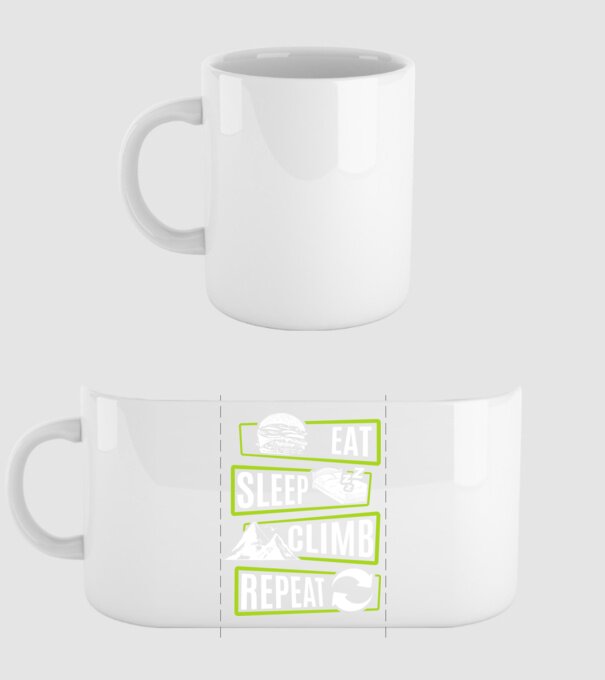 Eat sleep climb repeat model alb pe tricou