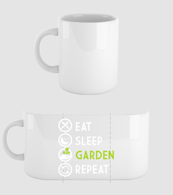 Eat sleep garden repeat model alb pe tricou