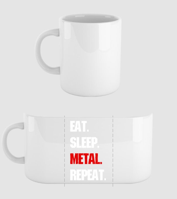 Eat sleep METAL repeat model alb pe tricou