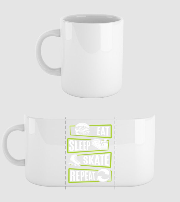 Eat sleep repeat patinaj V2 model alb pe tricou