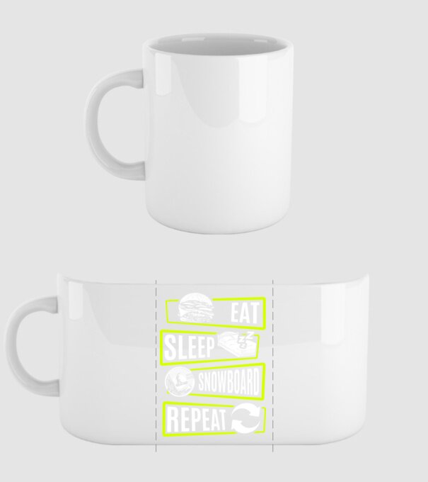 Eat sleep SNOWBOARD repeat V2 model alb pe tricou