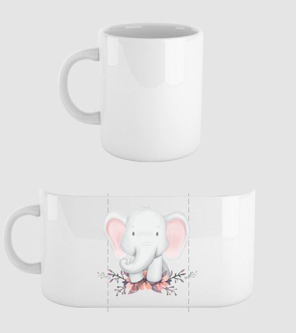Elefant cu flori model alb pe tricou
