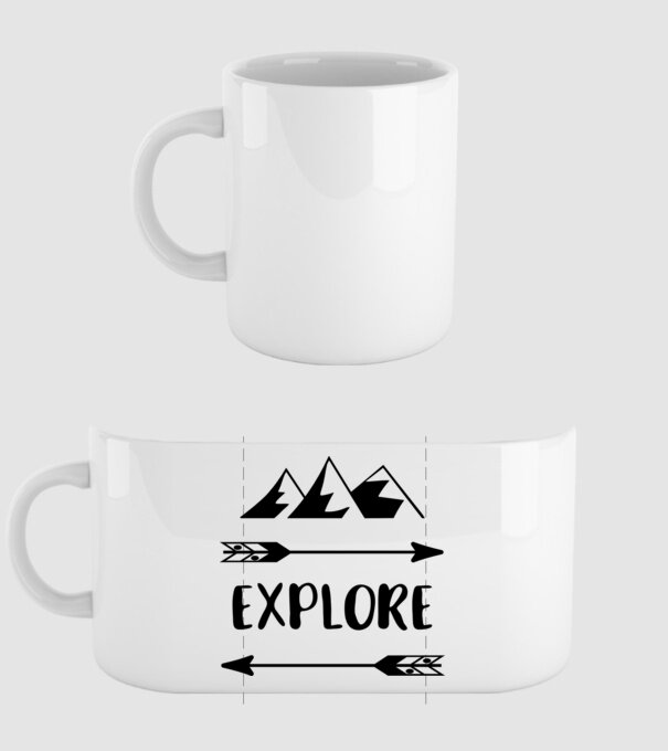 Explore mountains model alb pe tricou
