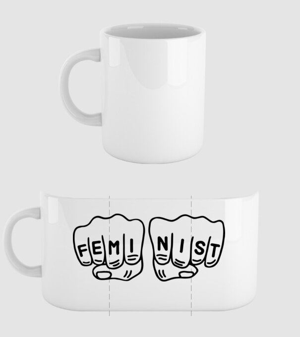 Feminist model alb pe tricou