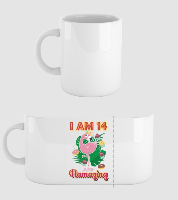 FLAMAZING Birthday 14 Years old model alb pe tricou