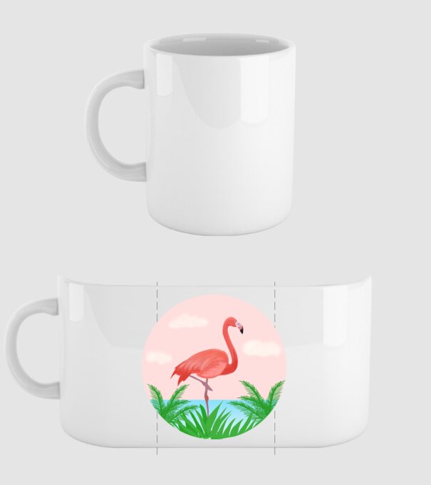 Flamingo model alb pe tricou