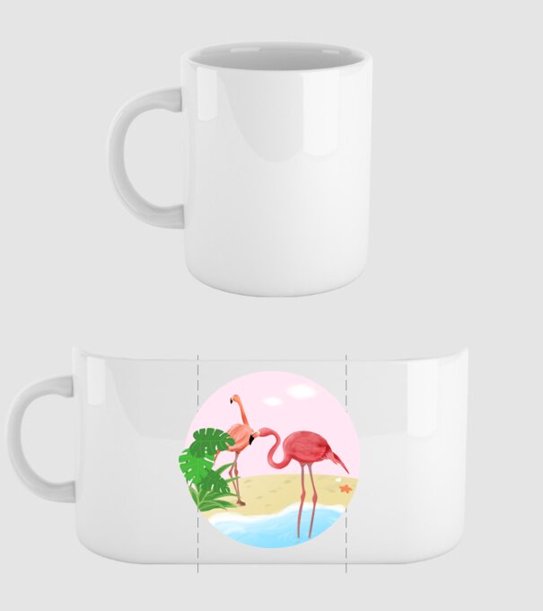 Flamingo model alb pe tricou