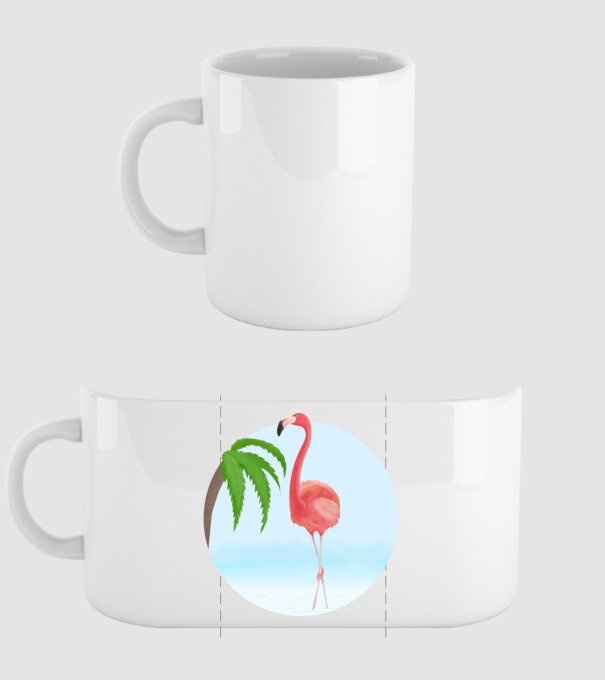 Flamingo model alb pe tricou