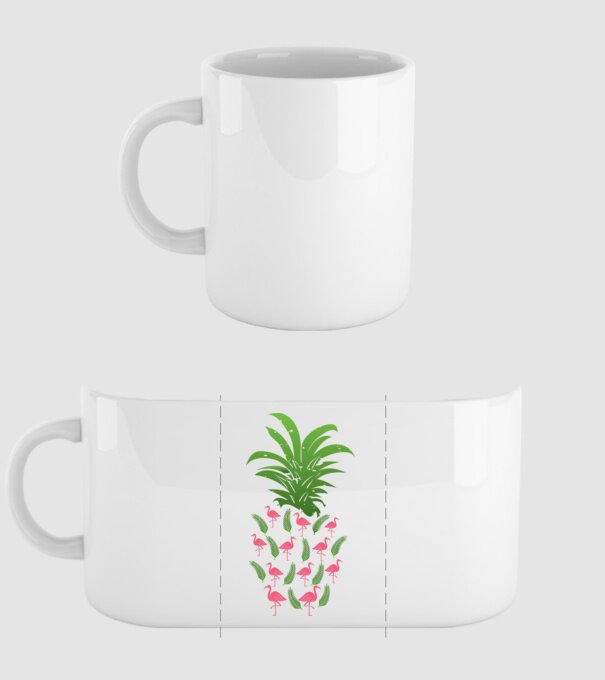 Flamingo ananas model alb pe tricou