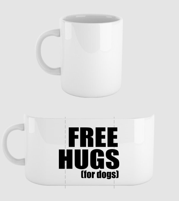 Free hugs for dogs model alb pe tricou