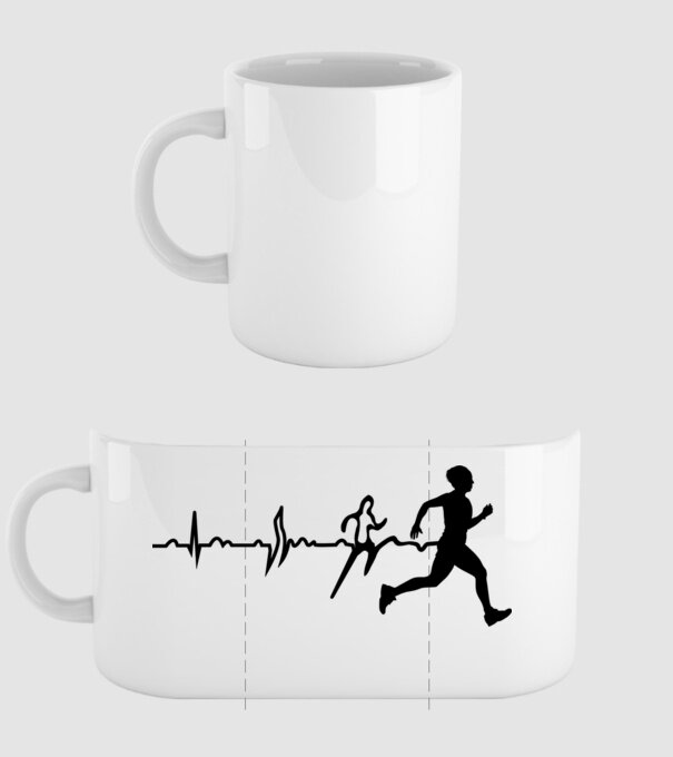 bărbat alergător ecg model alb pe tricou