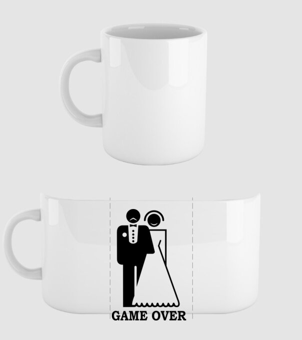 Game over model alb pe tricou