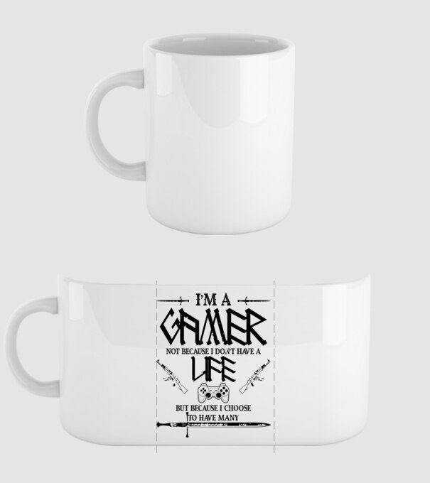 Gamer Life model alb pe tricou